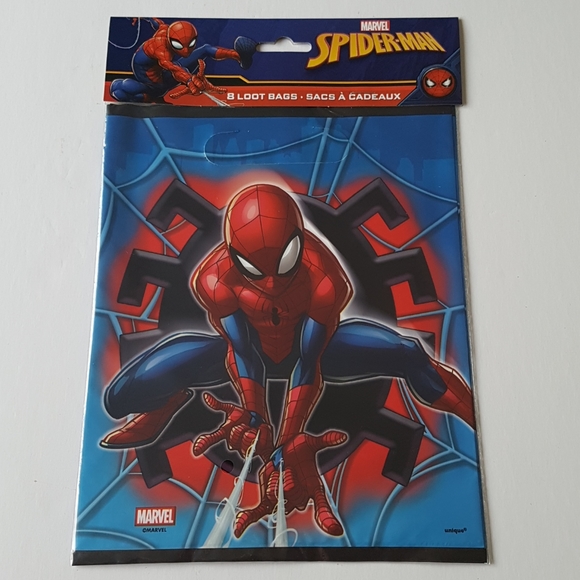 8 pcs Marvel Spiderman Loot Bags Fabor Bags Treat Bags 7.25"x9" in - Picture 1 of 2
